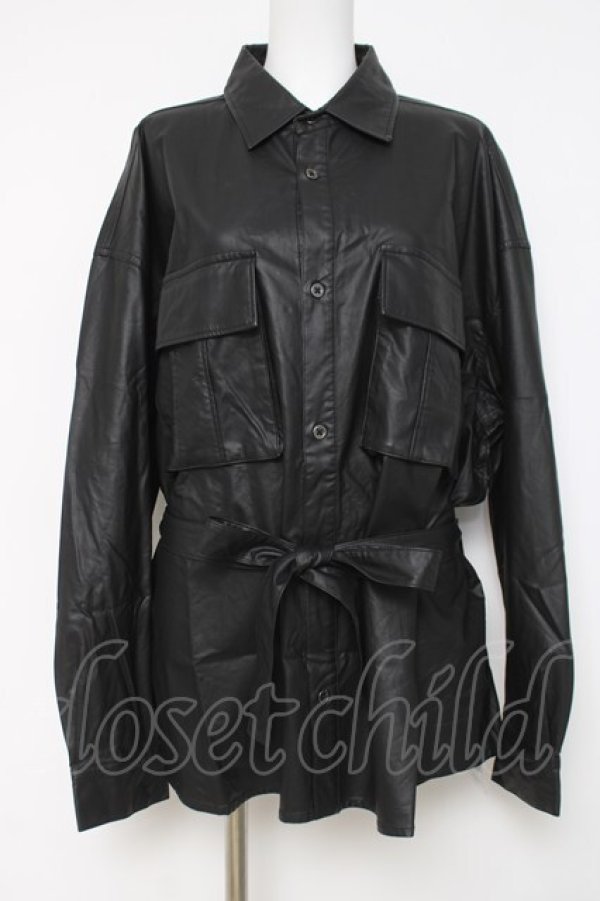 画像1: CIVARIZE / PUレザーオーバーサイズミリタリーシャツ F ブラック Y-26-03-16-140-GO-BL-SZ-ZY (1)