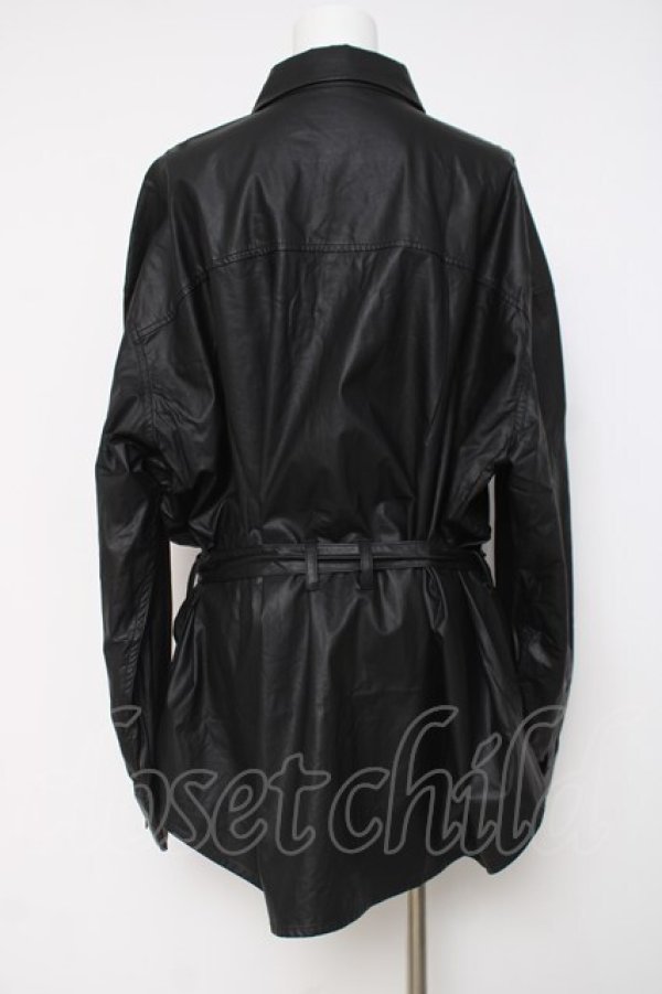 画像2: CIVARIZE / PUレザーオーバーサイズミリタリーシャツ F ブラック Y-26-03-16-140-GO-BL-SZ-ZY (2)