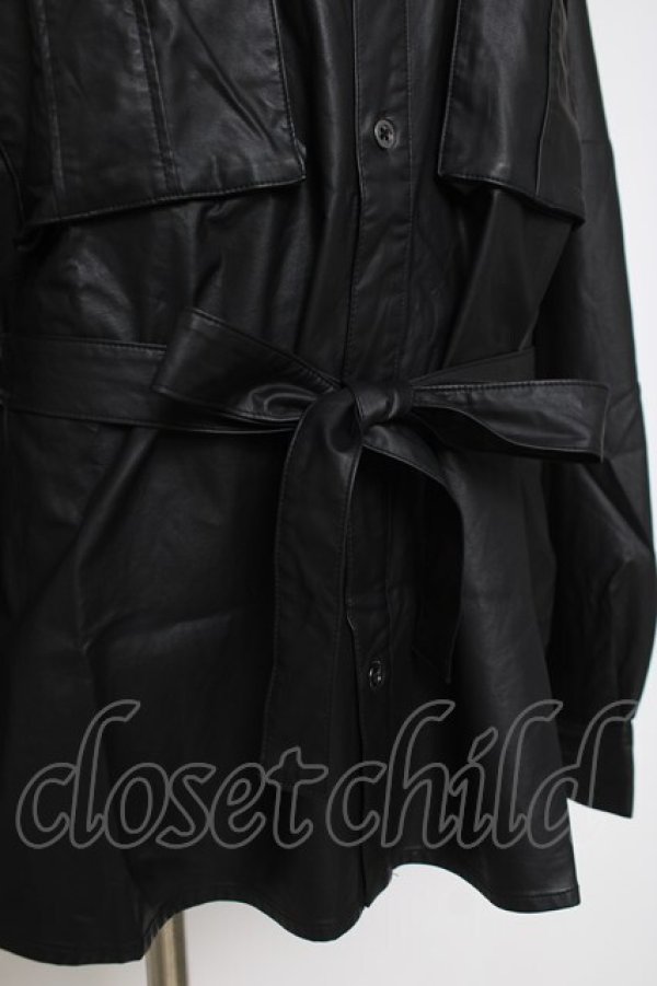 画像3: CIVARIZE / PUレザーオーバーサイズミリタリーシャツ F ブラック Y-26-03-16-140-GO-BL-SZ-ZY (3)