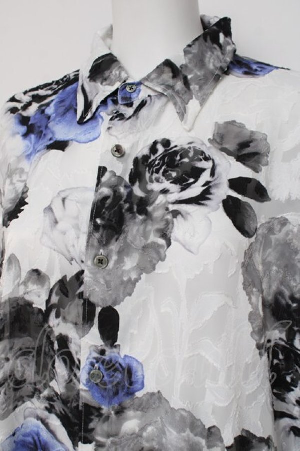 画像5: CIVARIZE / シースルーシフォンジャガードビッグローズシャツ F ホワイト Y-26-03-16-144-GO-BL-SZ-ZY (5)