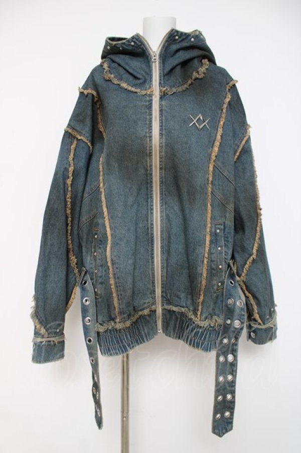 画像1: REFLEM / 顔料加工ハイネックデニムパーカー F ブルー Y-26-03-16-153-PU-JA-SZ-ZY (1)