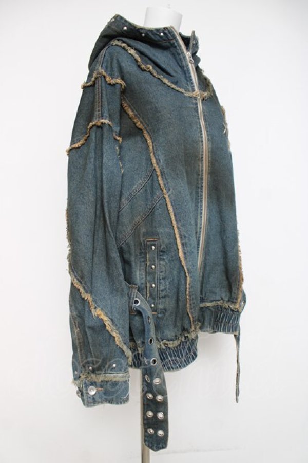 画像2: REFLEM / 顔料加工ハイネックデニムパーカー F ブルー Y-26-03-16-153-PU-JA-SZ-ZY (2)