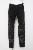 画像1: CIVARIZE / PUレザー切り替えバイカーZIPストレッチスキニーパンツ 42 ブラック Y-26-03-16-154-GO-PA-SZ-ZY (1)