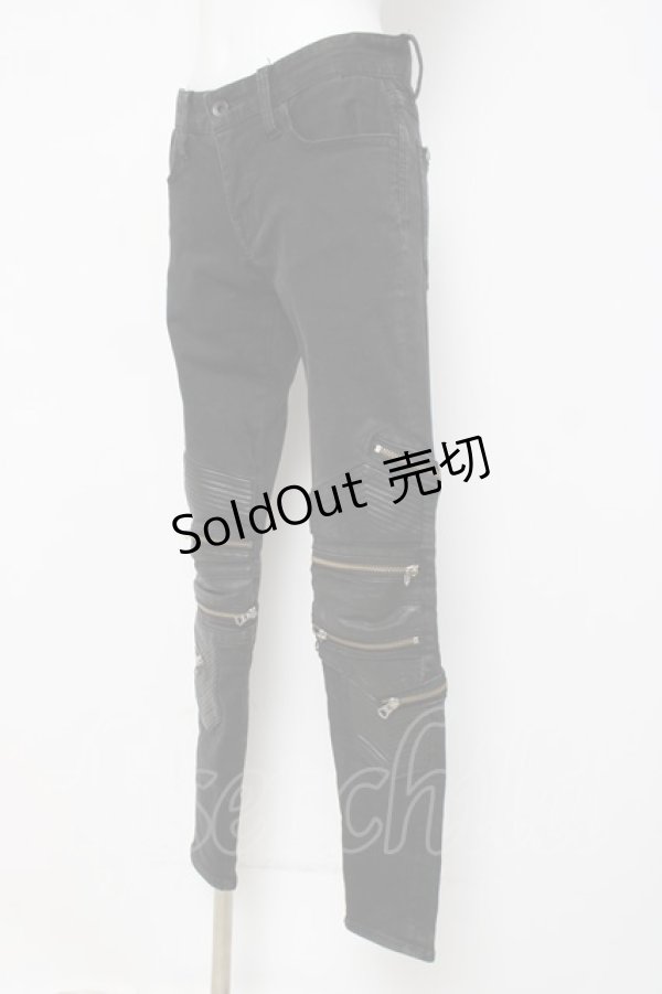 画像2: CIVARIZE / PUレザー切り替えバイカーZIPストレッチスキニーパンツ 42 ブラック Y-26-03-16-154-GO-PA-SZ-ZY (2)