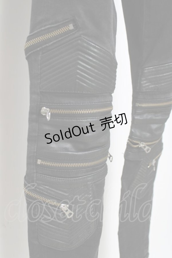 画像5: CIVARIZE / PUレザー切り替えバイカーZIPストレッチスキニーパンツ 42 ブラック Y-26-03-16-154-GO-PA-SZ-ZY (5)