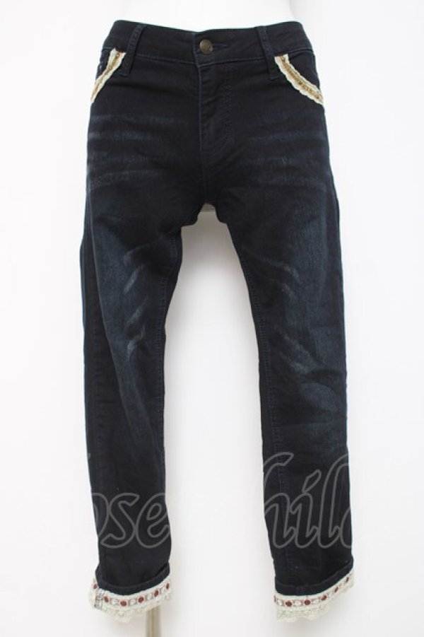 画像1: axes femme / レース配色ストレッチデニム M インディゴ Y-26-03-16-165-AX-PA-SZ-ZY (1)