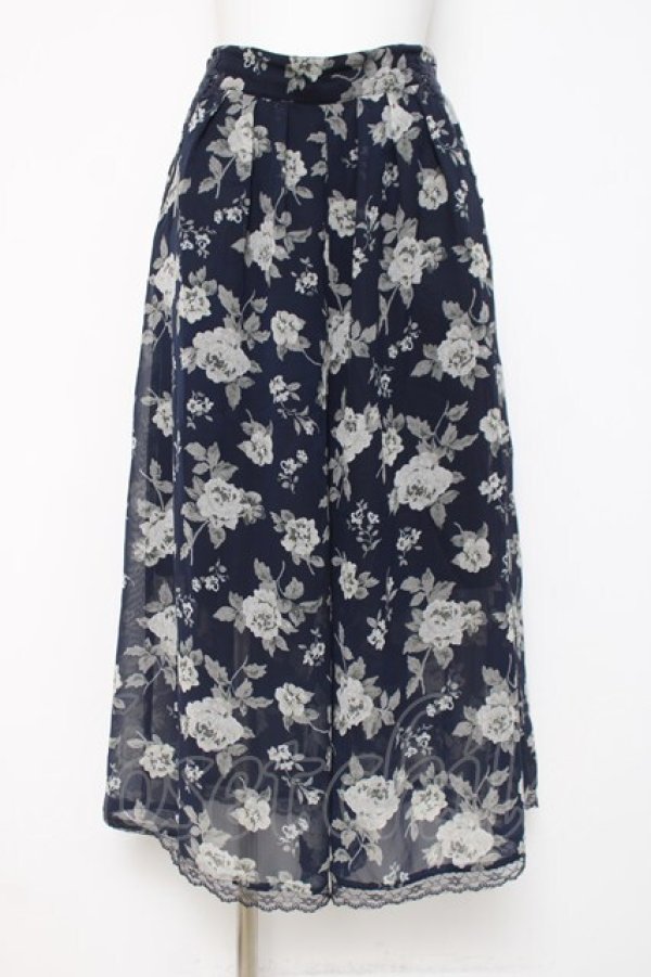 画像1: axes femme / 花柄ワイドパンツ M 紺 Y-26-03-16-167-AX-PA-SZ-ZY (1)