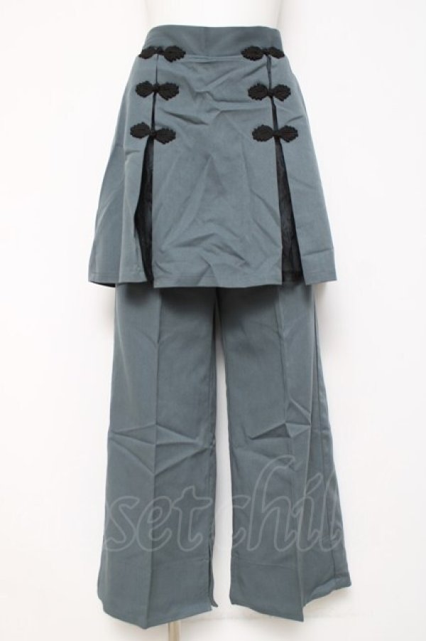 画像1: axes femme / チャイナ釦付きレイヤードパンツ F グリーン Y-26-03-16-168-AX-PA-SZ-ZY (1)