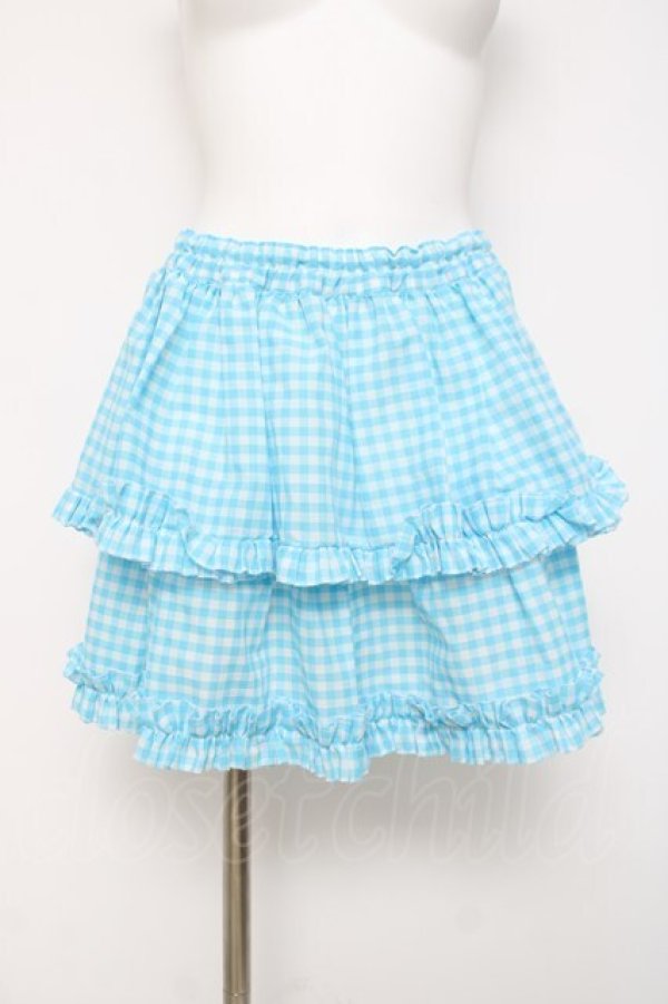 画像1: MARBLE / ギンガムチェックスカート  サックス Y-26-03-16-172-GO-SK-SZ-ZY (1)