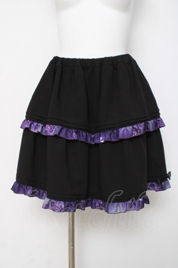 画像1: gouk / 花柄ティアードスカート  黒 Y-26-03-16-176-GO-SK-SZ-ZY (1)