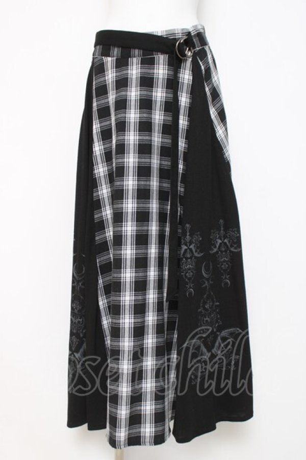 画像1: SEX POT ReVeNGe / チェック切替ロングスカート L ブラック/ホワイト Y-26-03-16-178-SP-PA-SZ-ZY (1)