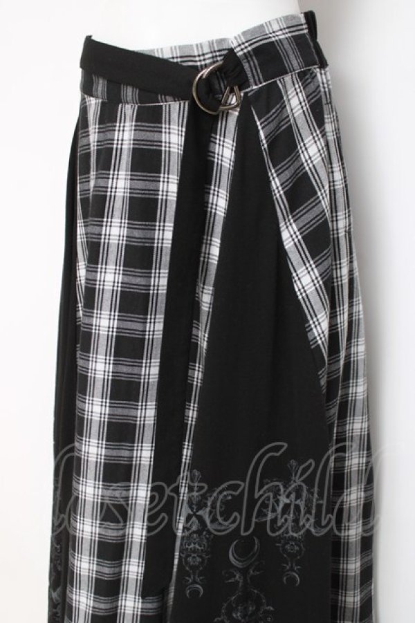 画像2: SEX POT ReVeNGe / チェック切替ロングスカート L ブラック/ホワイト Y-26-03-16-178-SP-PA-SZ-ZY (2)