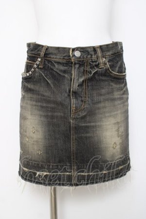 画像: HYSTERIC GLAMOUR / ダメージ加工入りデニムスカート S 黒 Y-26-03-16-181-PU-SK-SZ-ZY