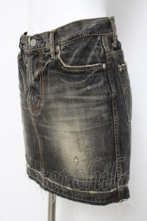 画像2: HYSTERIC GLAMOUR / ダメージ加工入りデニムスカート S 黒 Y-26-03-16-181-PU-SK-SZ-ZY (2)