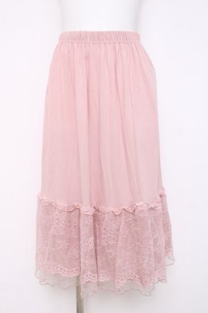 画像: axes femme / 繊細レースミディ丈ペチスカート M ピンク Y-26-03-16-188-AX-SK-SZ-ZY