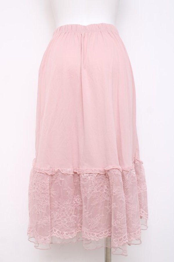画像2: axes femme / 繊細レースミディ丈ペチスカート M ピンク Y-26-03-16-188-AX-SK-SZ-ZY (2)