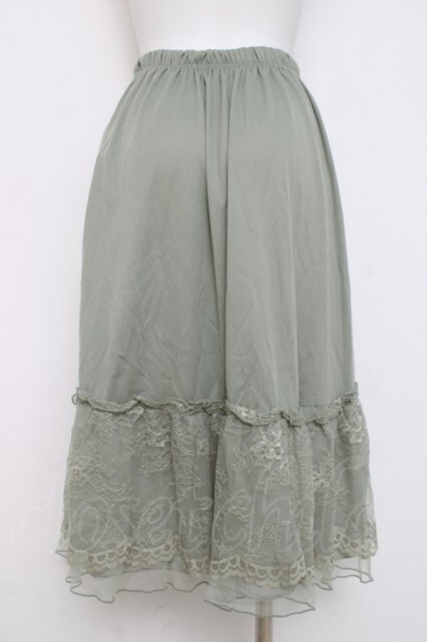 画像2: axes femme / 繊細レースミディ丈ペチスカート M グリーン Y-26-03-16-198-AX-SK-SZ-ZY (2)