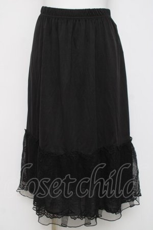 画像: axes femme / 繊細レースミディ丈ペチスカート M 黒 Y-26-03-16-200-AX-SK-SZ-ZY