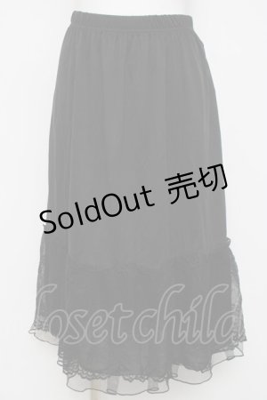 画像: axes femme / 繊細レースミディ丈ペチスカート M 黒 Y-26-03-16-200-AX-SK-SZ-ZY
