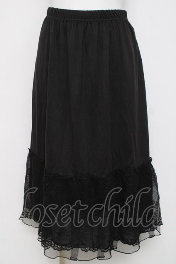 画像1: axes femme / 繊細レースミディ丈ペチスカート M 黒 Y-26-03-16-200-AX-SK-SZ-ZY (1)
