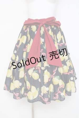 画像: axes femme kawaii / ストライプレモン柄スカート M 紺 Y-26-03-16-203-AX-SK-SZ-ZY