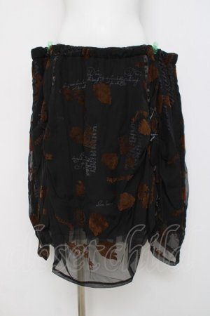 画像: h.naoto Blood / バラフロッキーたくし上げスカート  黒 Y-26-03-16-220-HN-SK-SZ-ZY