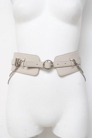 画像: axes femme / チェーン付き太幅合皮ベルト  生成り Y-26-03-16-031-AX-ZA-SZ-ZY