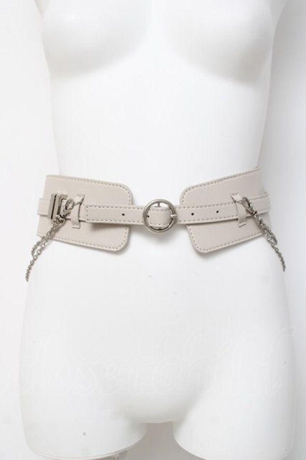 画像1: axes femme / チェーン付き太幅合皮ベルト  生成り Y-26-03-16-031-AX-ZA-SZ-ZY (1)