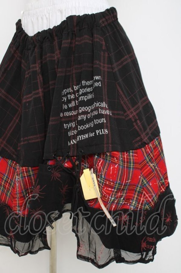 画像2: h.ANARCHY / 蜘蛛プリント切替スカート  黒/赤 Y-26-03-16-222-HN-SK-SZ-ZY (2)