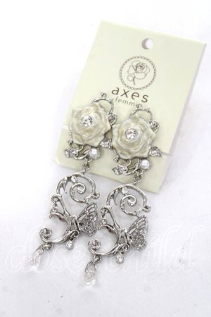 画像: axes femme / ローズ×パールイヤリング  シルバー Y-26-03-16-003-AX-AC-SZ-ZY
