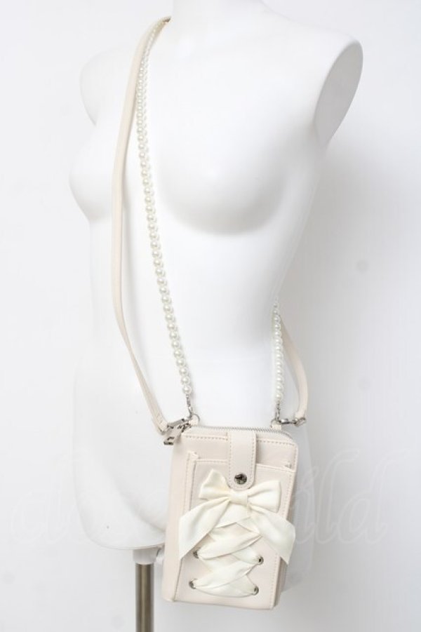 画像2: axes femme POETIQUE / レースアップスマホポシェット  生成り Y-26-03-16-038-AX-ZA-SZ-ZY (2)