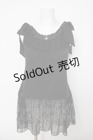 画像: axes femme / 肩リボンロングインナー  黒 Y-26-03-18-001-AX-TO-SZ-ZY