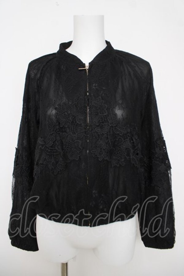 画像1: axes femme / レーシーノーカラージャケット M 黒 Y-26-03-18-050-AX-TO-SZ-ZY (1)