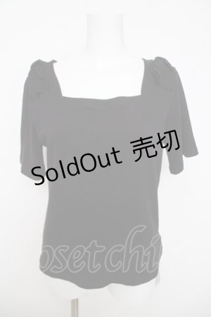 画像: axes femme / リボン付スクエアネックプルオーバー F 黒 Y-26-03-18-053-AX-TO-SZ-ZY