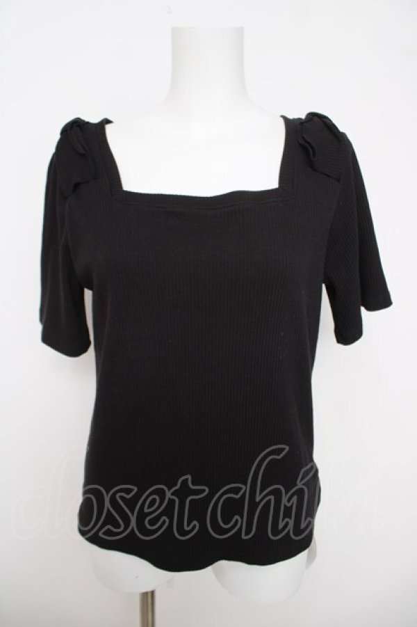 画像1: axes femme / リボン付スクエアネックプルオーバー F 黒 Y-26-03-18-053-AX-TO-SZ-ZY (1)