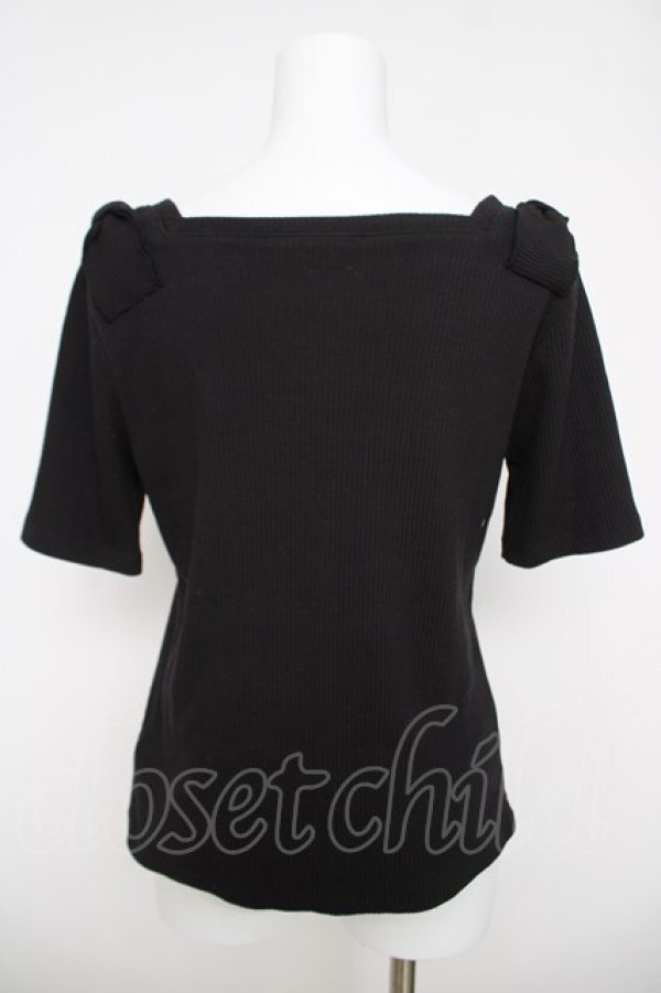 画像2: axes femme / リボン付スクエアネックプルオーバー F 黒 Y-26-03-18-053-AX-TO-SZ-ZY (2)