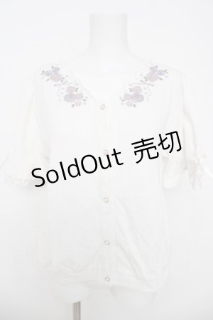 画像: axes femme / ローズ刺繍カットカーディガン M 白 Y-26-03-18-055-AX-TO-SZ-ZY