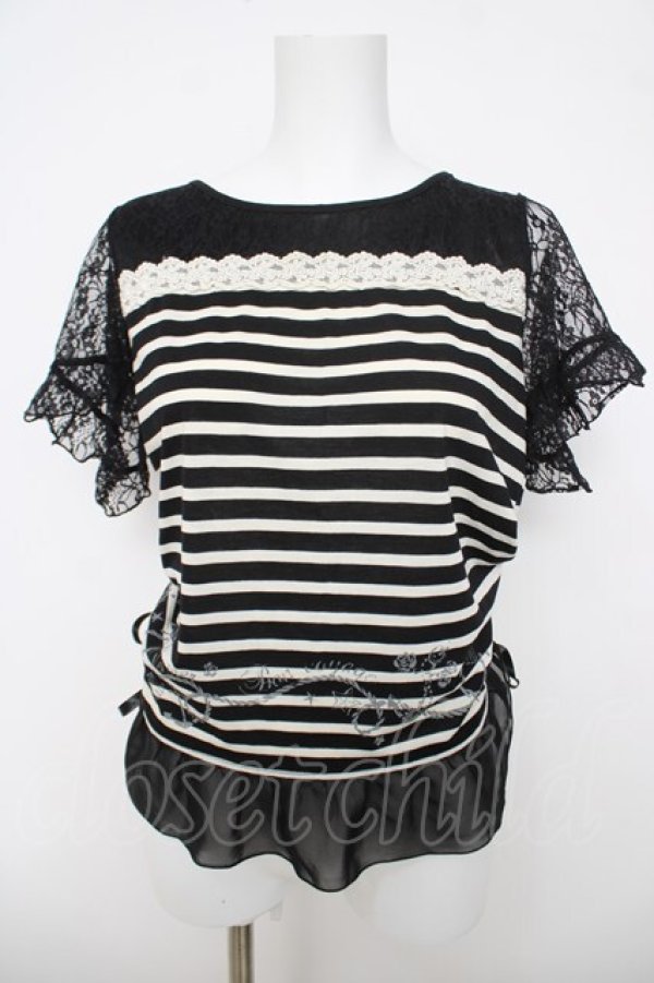 画像1: axes femme / マリンプリントボーダープルオーバー M 黒 Y-26-03-18-056-AX-TO-SZ-ZY (1)