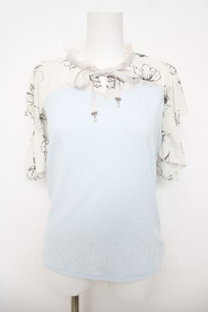 画像: axes femme / フロッキーチュール切替プルオーバー  サックス Y-26-03-18-059-AX-TO-SZ-ZY