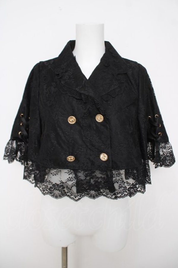 画像1: Rojita / レースケープスプリングポンチョ  黒 Y-26-03-18-060-LO-TO-SZ-ZY (1)