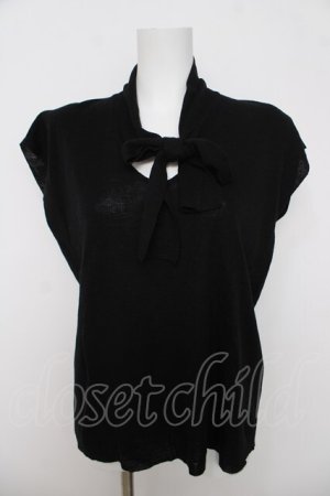 画像: PINK HOUSE / ボウタイノースリーブニット  黒 Y-26-03-18-066-LO-TO-SZ-ZY