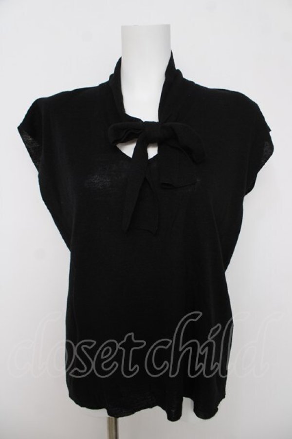 画像1: PINK HOUSE / ボウタイノースリーブニット  黒 Y-26-03-18-066-LO-TO-SZ-ZY (1)