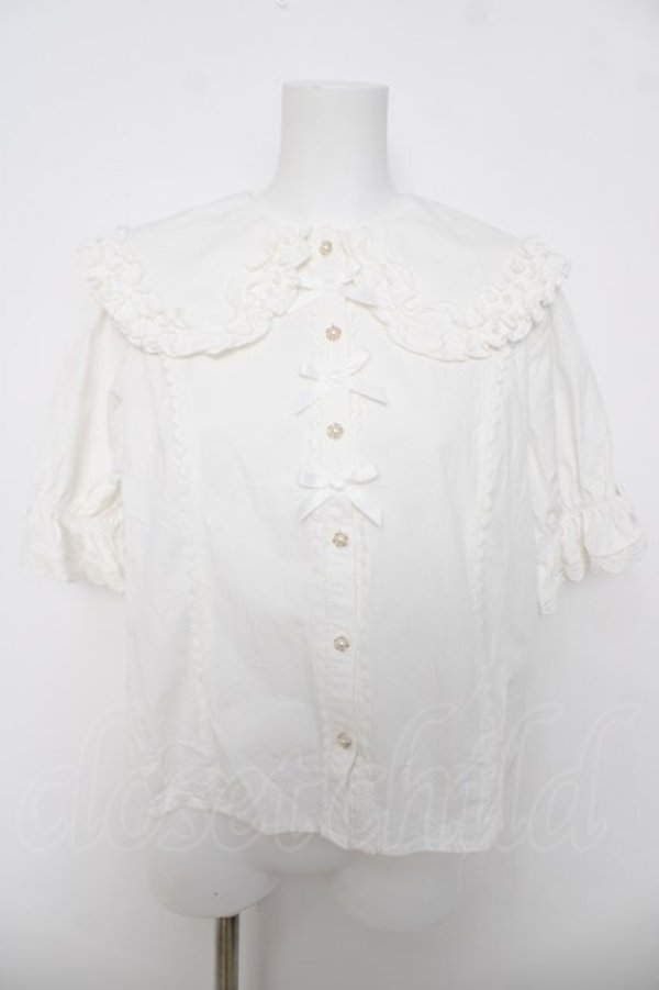 画像1: axes femme kawaii / 半袖丸襟コットンブラウス M 白 Y-26-03-18-008-AX-BL-SZ-ZY (1)