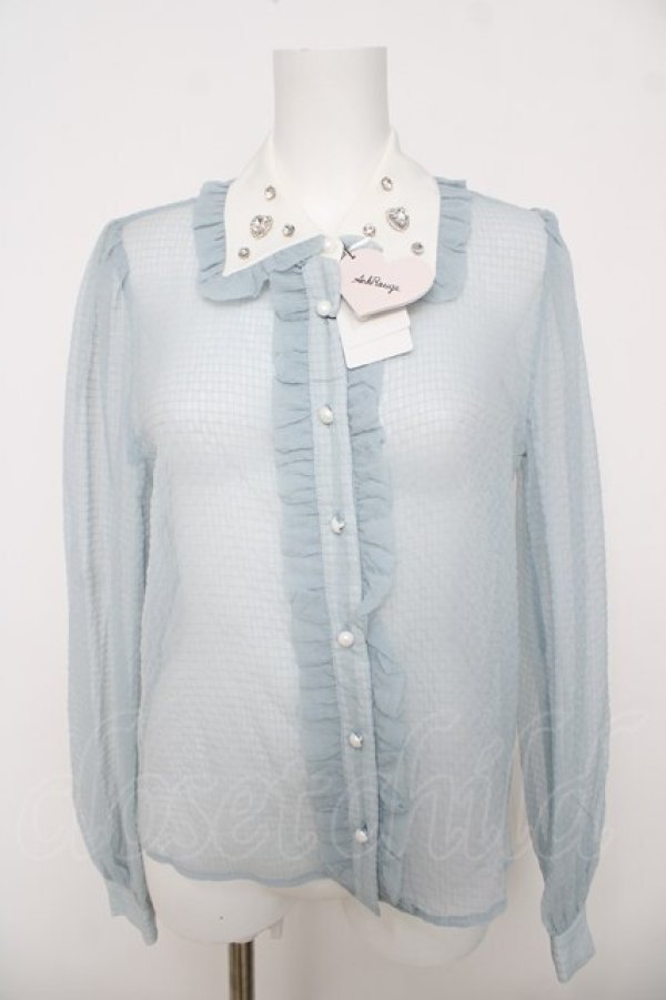 画像1: Ank Rouge / シアーチェックブラウス  サックス Y-26-03-18-072-CA-BL-SZ-ZY (1)