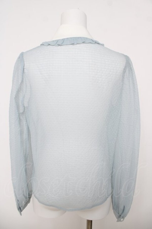 画像2: Ank Rouge / シアーチェックブラウス  サックス Y-26-03-18-072-CA-BL-SZ-ZY (2)