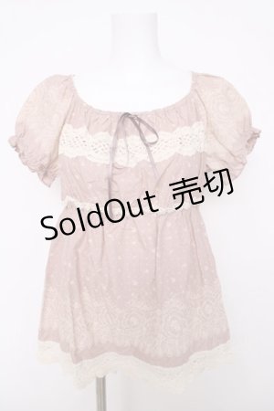 画像: PINK HOUSE / レースプリントプルブラウス F ピンク Y-26-03-18-075-LO-BL-SZ-ZY