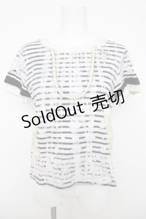 画像: Cherir la femme / パールプリントカットソー M 白×黒 Y-26-03-18-076-LO-TO-SZ-ZY
