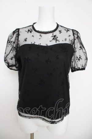 画像: An MILLE / フロッキー半袖トップス  黒 Y-26-03-18-077-EL-TO-SZ-ZY