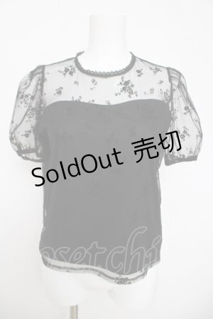 画像: An MILLE / フロッキー半袖トップス  黒 Y-26-03-18-077-EL-TO-SZ-ZY