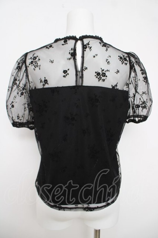 画像2: An MILLE / フロッキー半袖トップス  黒 Y-26-03-18-077-EL-TO-SZ-ZY (2)